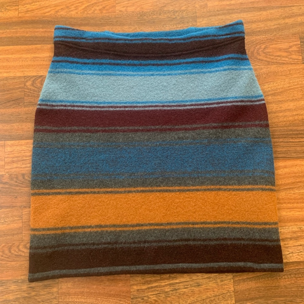 Toad & Co 100% Wool Mini Skirt Women’s Small Striped Fall Colors